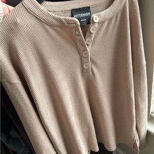 Kittenish Beige Button-Down Shirt